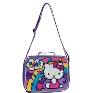 Hello Kitty Girl's Stars and Rainbows Insulated Lunch Bag Purple Pink NWOT